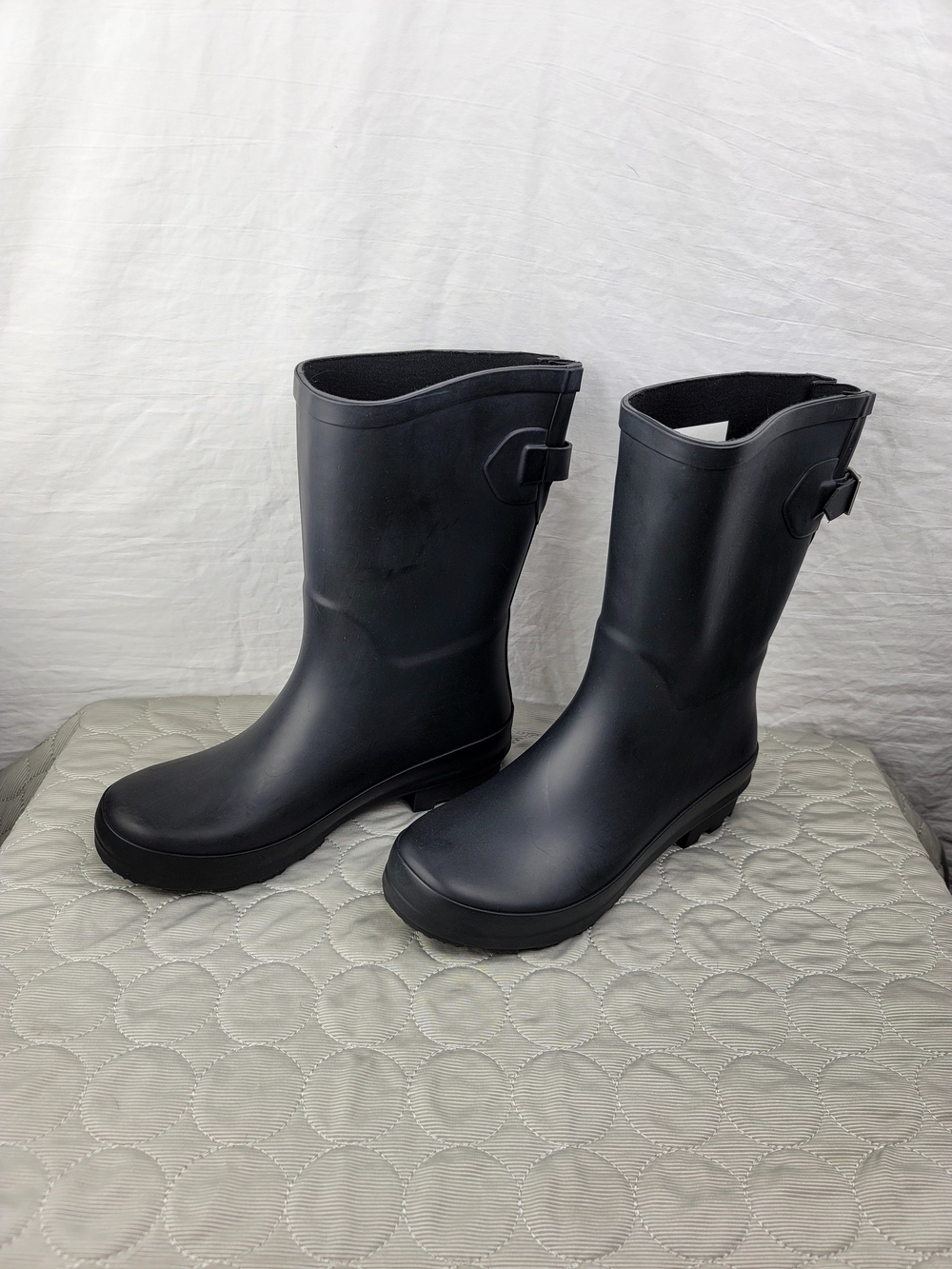 Classic Black Waterproof Women's Mid-Calf Rain Boots